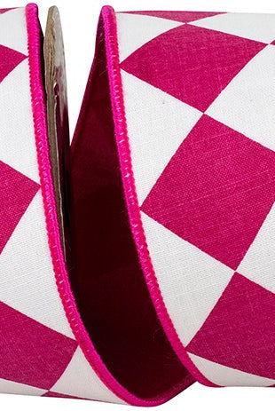 Shop For 4in Grand Diamond Dupioni Ribbon: Pink/White (10 Yards)