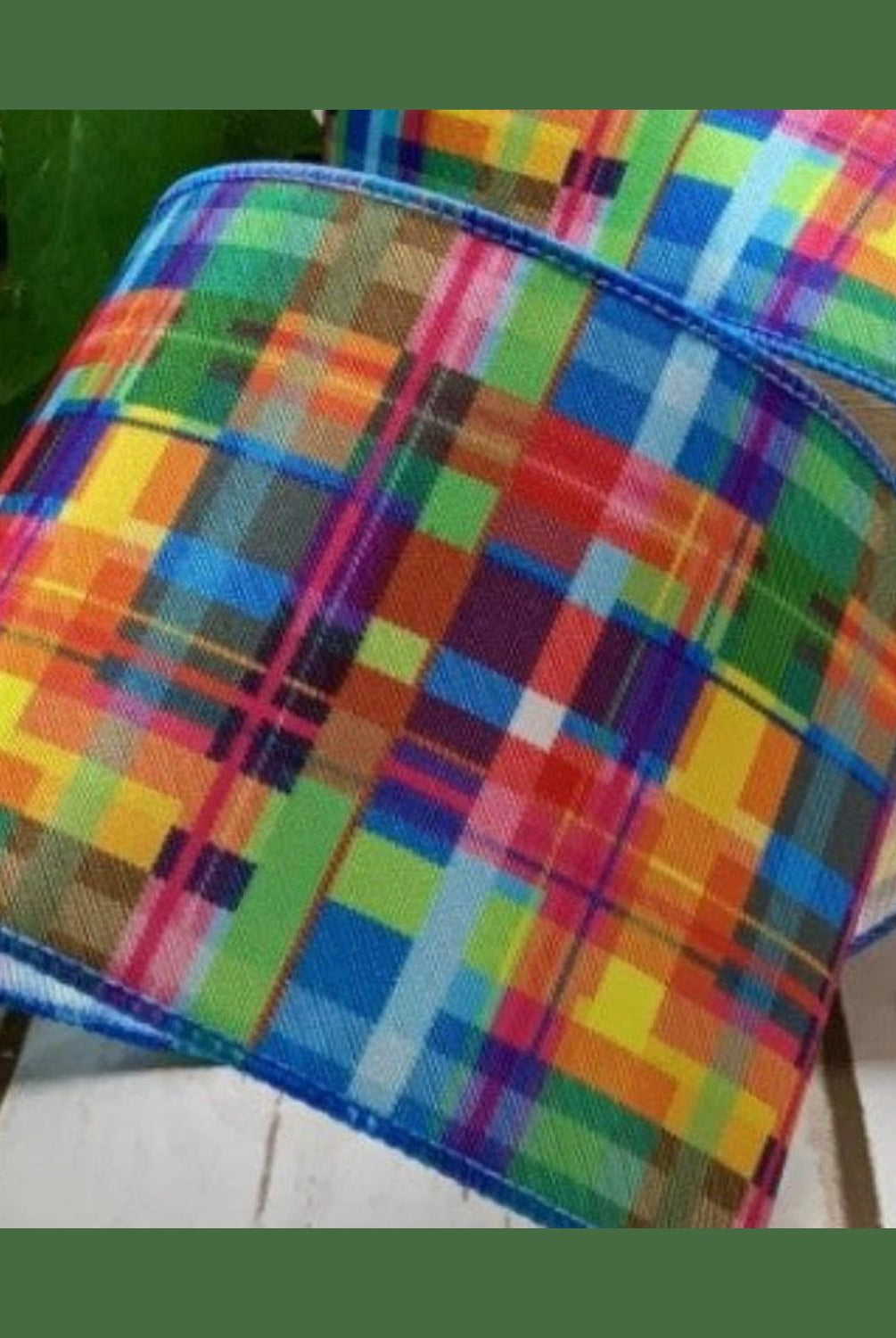 Shop For 4in Grosgrain Mia Spring Plaid Ribbon: Blue (10 Yards)