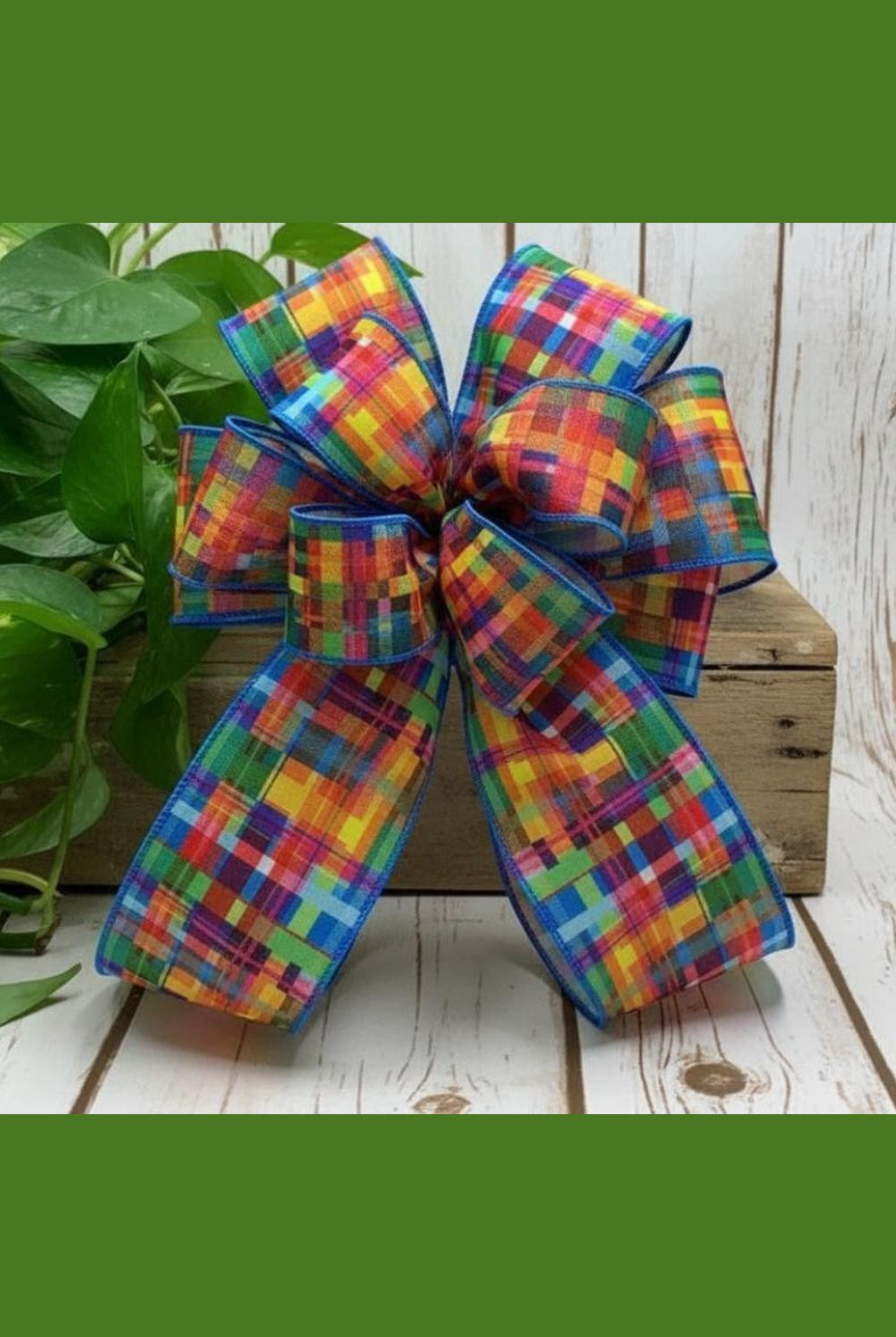 Shop For 4in Grosgrain Mia Spring Plaid Ribbon: Blue (10 Yards)