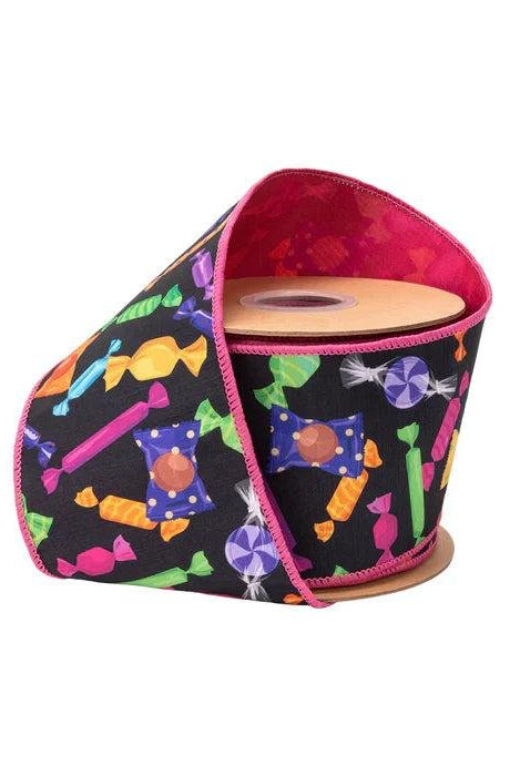 Shop For 4in Halloween Candy on Black w/ Pink Backing (10 Yards)