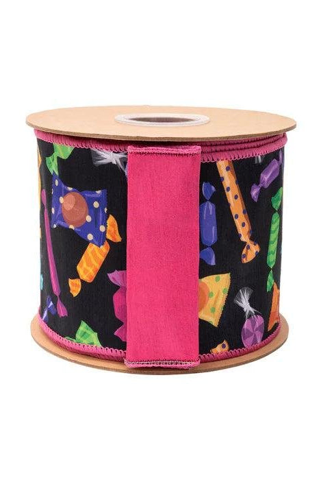 Shop For 4in Halloween Candy on Black w/ Pink Backing (10 Yards)