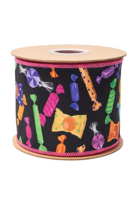 Shop For 4in Halloween Candy on Black w/ Pink Backing (10 Yards)