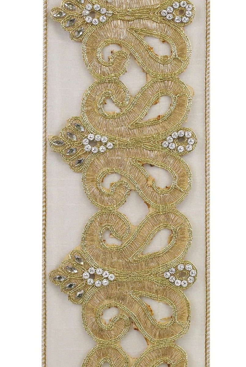 Shop For 4in Jewel Scroll Embroider Ribbon: Ivory (5 Yards)