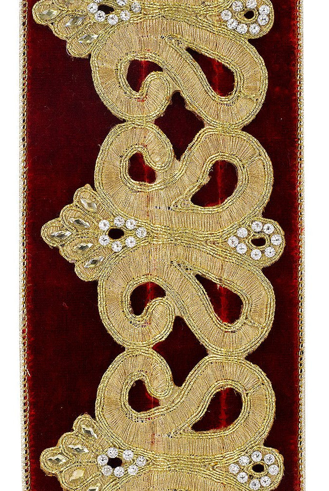 Shop For 4in Jewel Scroll Embroider Ribbon: Red (5 Yards)