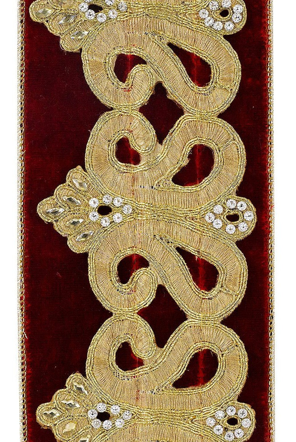 Shop For 4in Jewel Scroll Embroider Ribbon: Red (5 Yards)