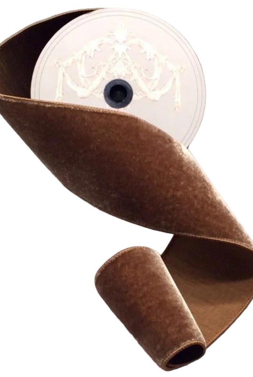 Shop For 4in Lush Velvet Dupion Back Ribbon: Walnut Brown (10 Yards)