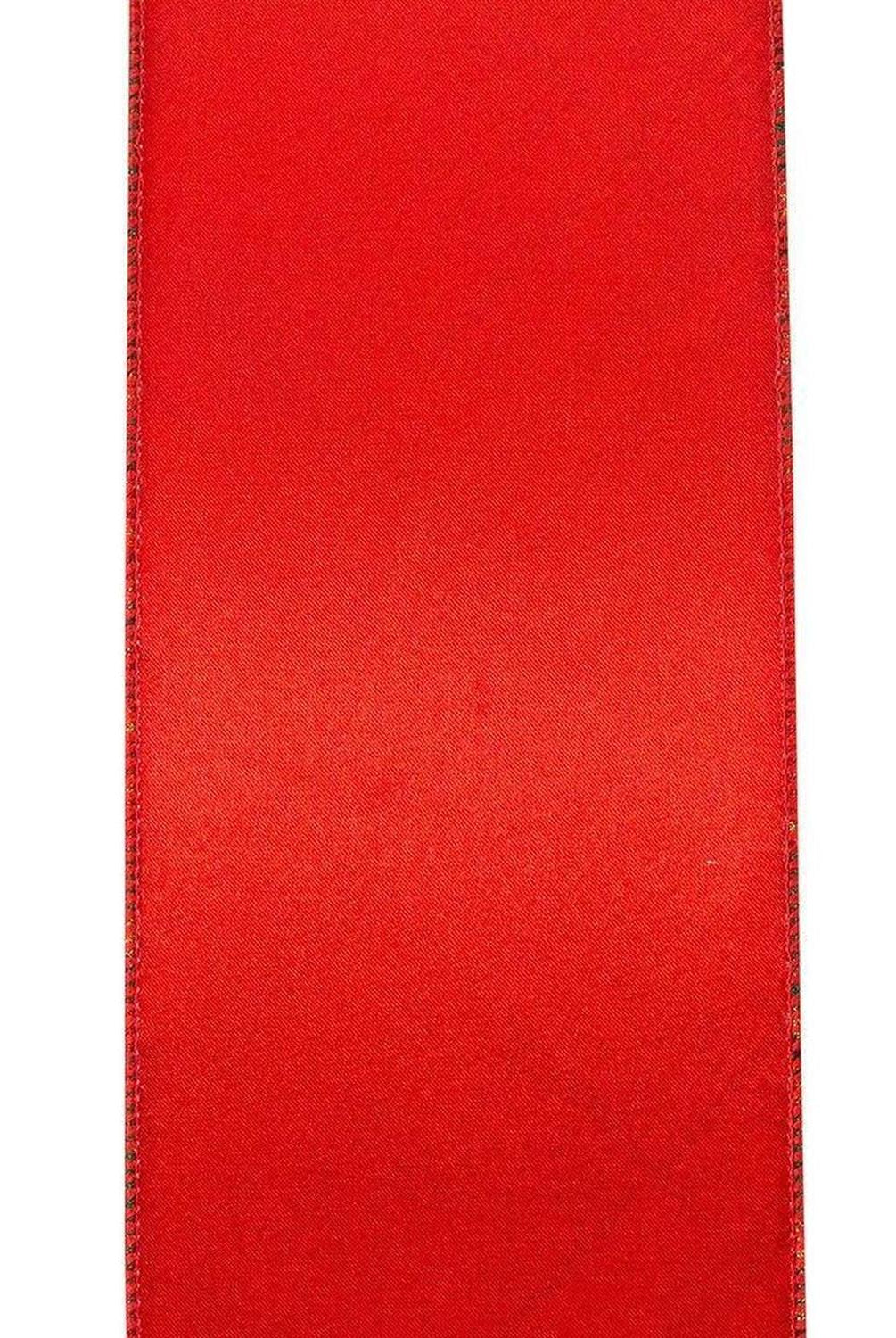 4in Metallic Diagonal Plaid Ribbon: Red (10 Yards)