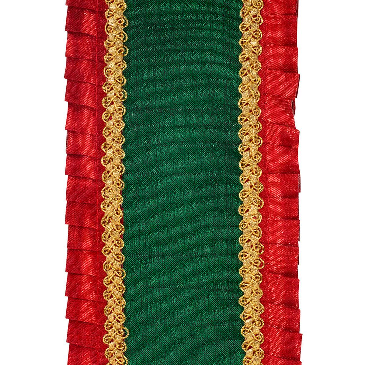 Shop For 4in Metallic Dupioni Pleated Ribbon: Red/Green (5 Yards)