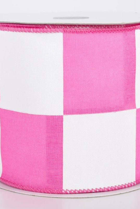 Shop For 4in Oversized Race Check Ribbon: Pink (10 Yards)