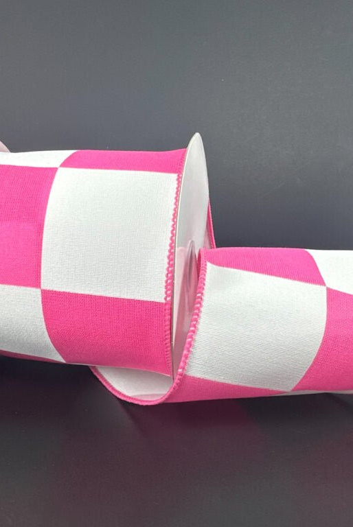 Shop For 4in Oversized Race Check Ribbon: Pink (10 Yards)