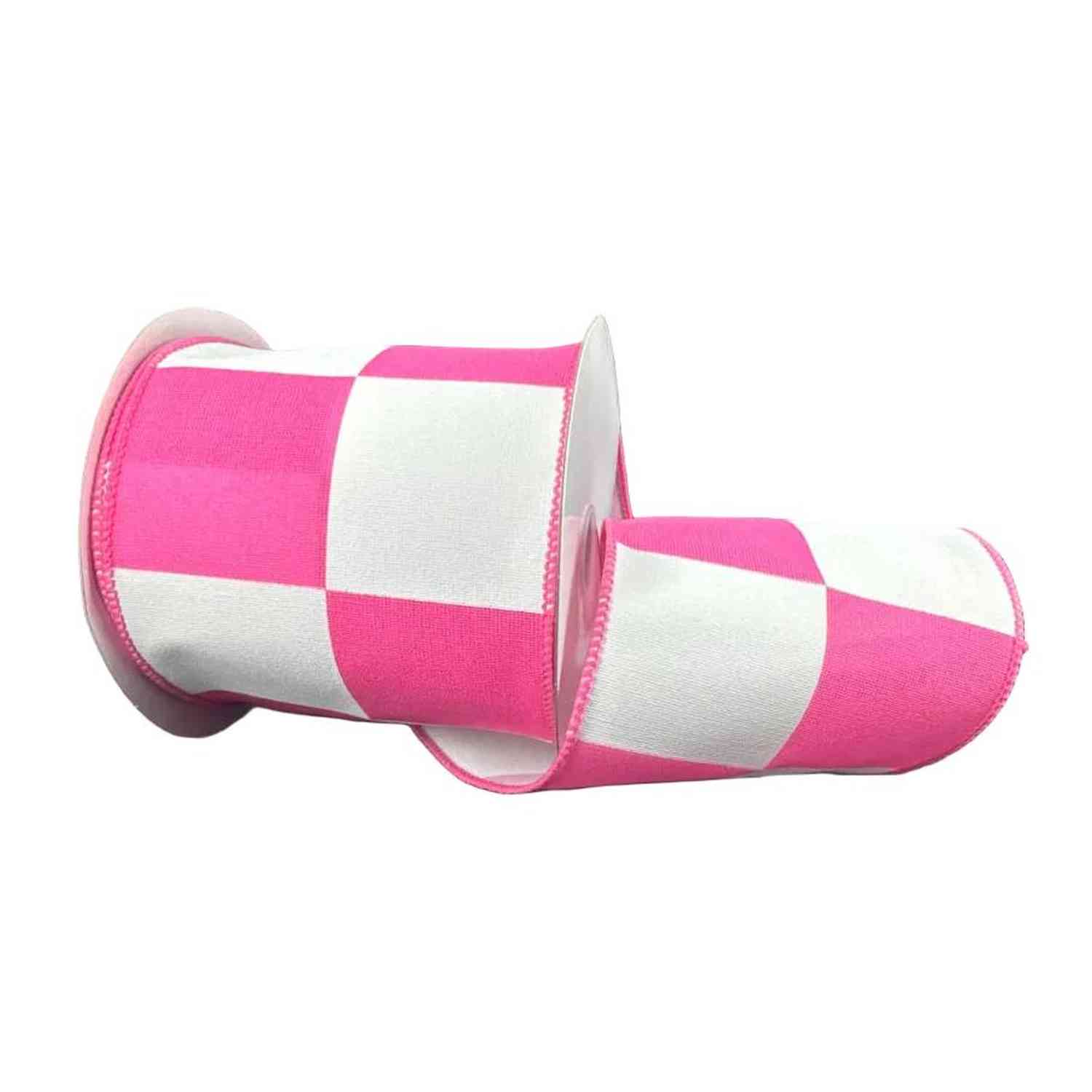 Shop For 4in Oversized Race Check Ribbon: Pink (10 Yards)
