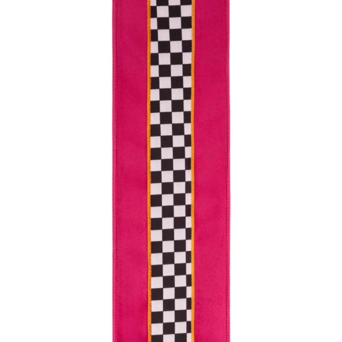 Shop For 4in Pink Velvet Black White Check Ribbon (10 Yards)