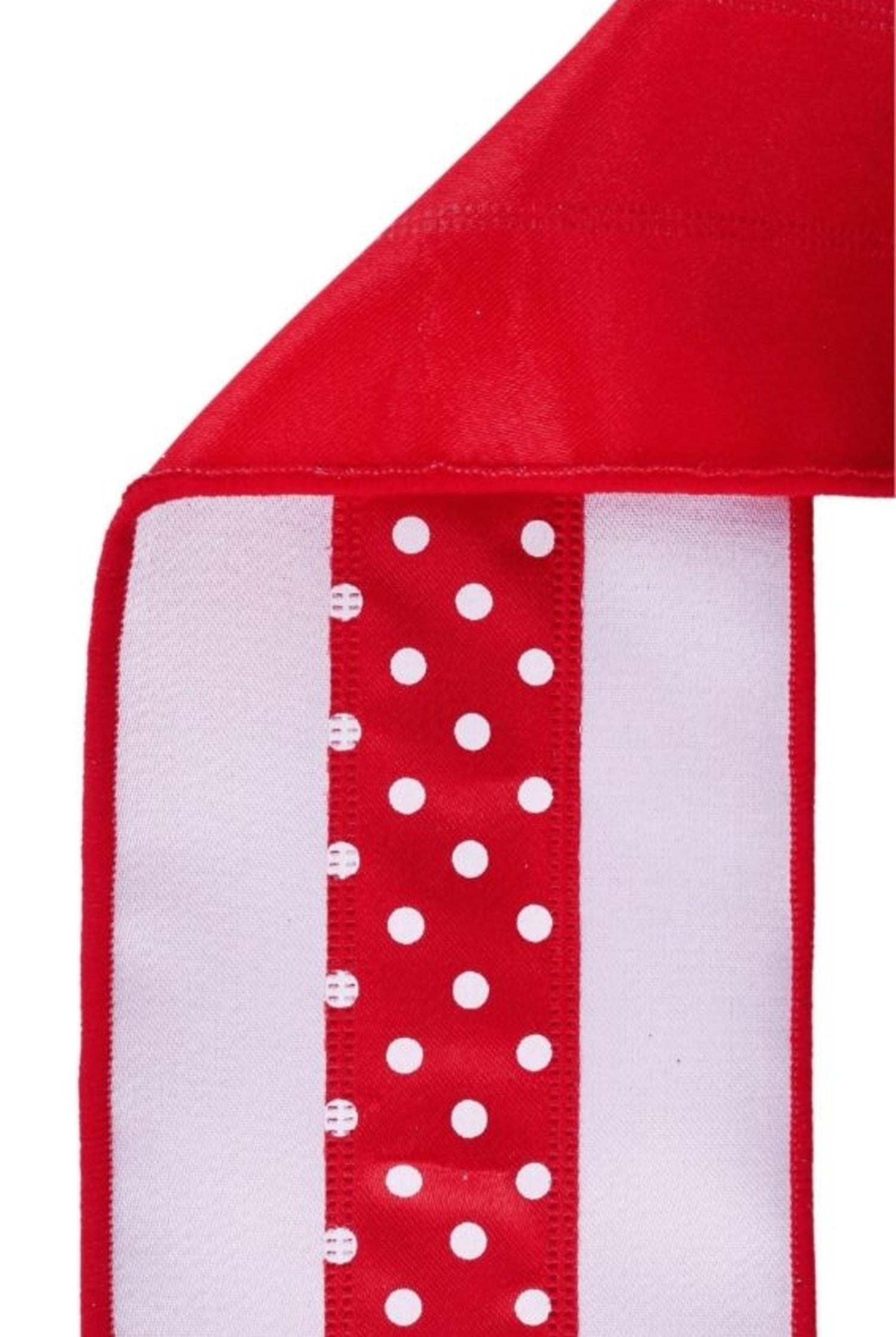 4in Polka Dot Satin Fused Ribbon: Red/White (10 Yards)