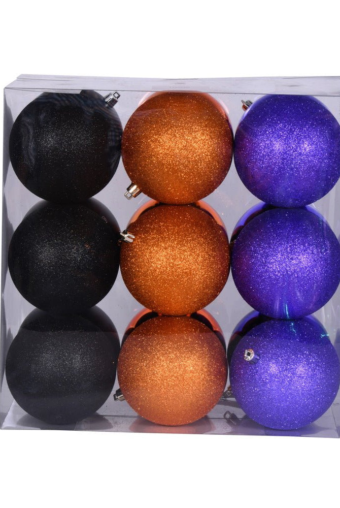 Shop For 4in Purple Orange Black Ornament Ball (Set of 18)