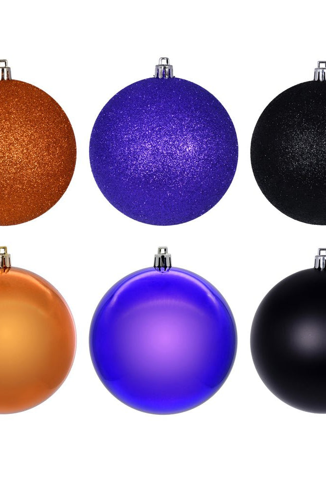 Shop For 4in Purple Orange Black Ornament Ball (Set of 18)