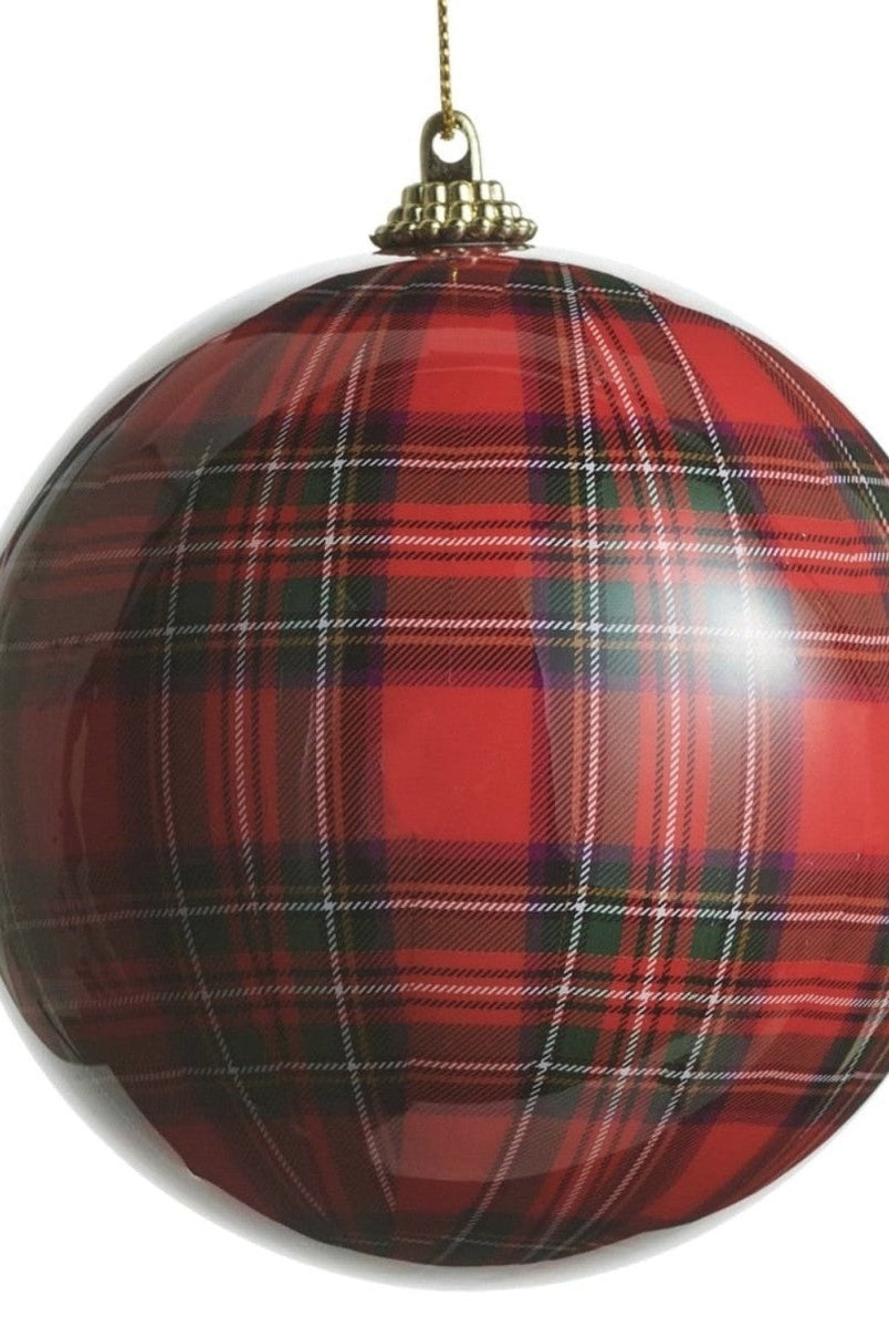 Shop For 4in Red Plaid Ball Ornament