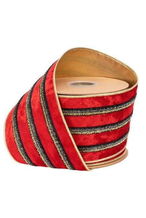 Shop For 4in Red Velvet Black Trim Center Ribbon (10 Yards)