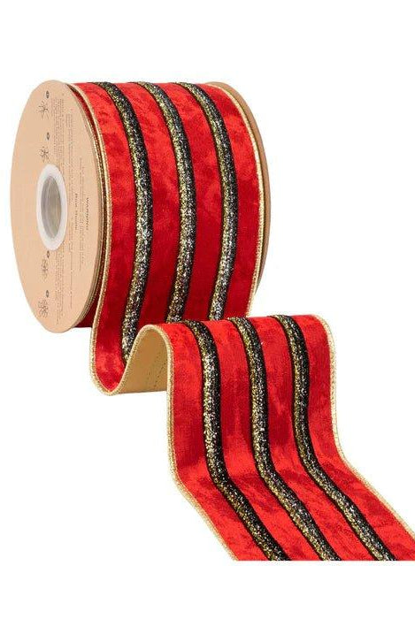 Shop For 4in Red Velvet Black Trim Center Ribbon (10 Yards)