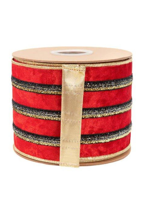 Shop For 4in Red Velvet Black Trim Center Ribbon (10 Yards)