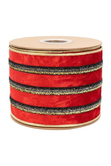 Shop For 4in Red Velvet Black Trim Center Ribbon (10 Yards)