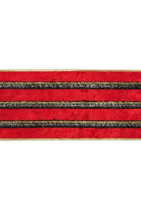 Shop For 4in Red Velvet Black Trim Center Ribbon (10 Yards)
