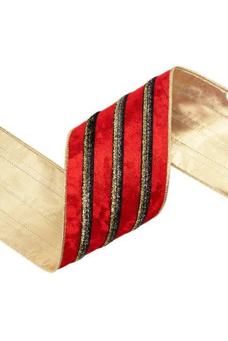 Shop For 4in Red Velvet Black Trim Center Ribbon (10 Yards)