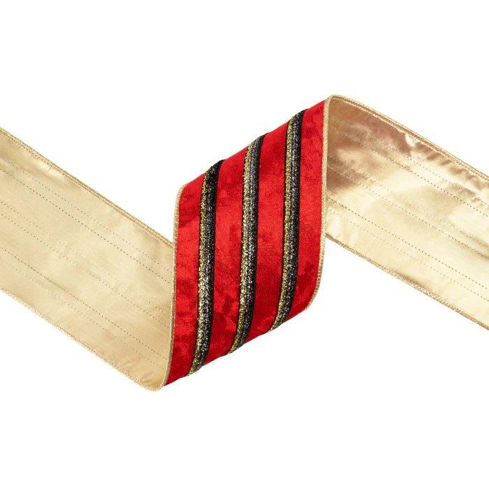 Shop For 4in Red Velvet Black Trim Center Ribbon (10 Yards)