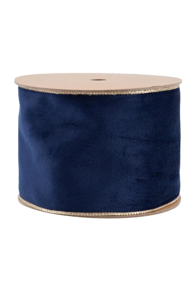 Shop For 4in Reversible Velvet Navy and Gold Ribbon (10 Yards)