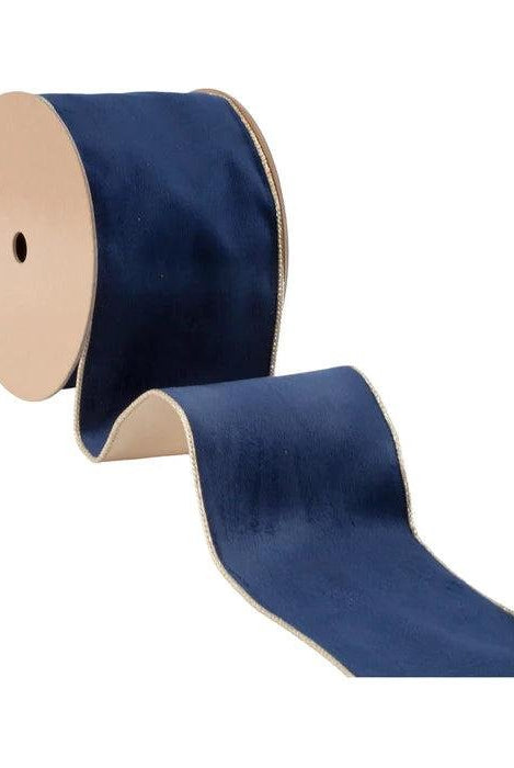 Shop For 4in Reversible Velvet Navy and Gold Ribbon (10 Yards)