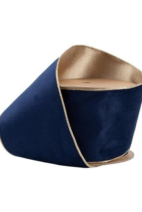 Shop For 4in Reversible Velvet Navy and Gold Ribbon (10 Yards)