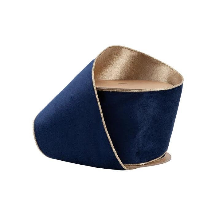 Shop For 4in Reversible Velvet Navy and Gold Ribbon (10 Yards)