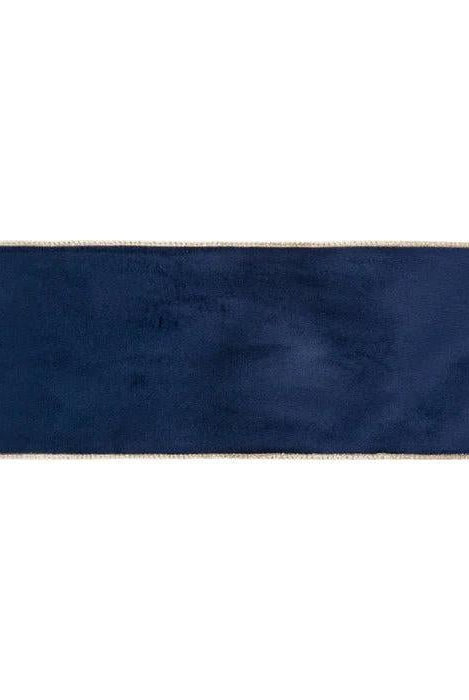 Shop For 4in Reversible Velvet Navy and Gold Ribbon (10 Yards)