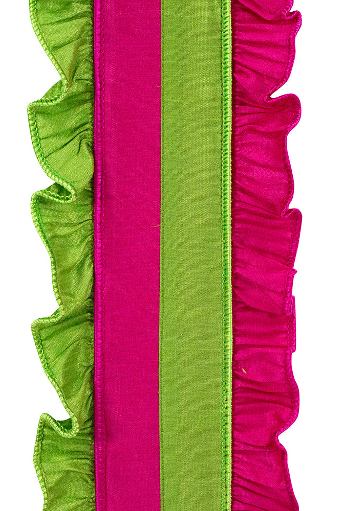 Shop For 4in Ruffle Festivity Dupioni Ribbon: Citrus/Fuchsia (5 Yards)