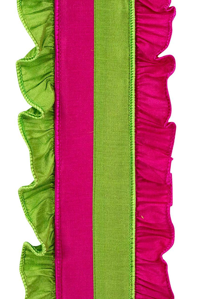 Shop For 4in Ruffle Festivity Dupioni Ribbon: Citrus/Fuchsia (5 Yards)