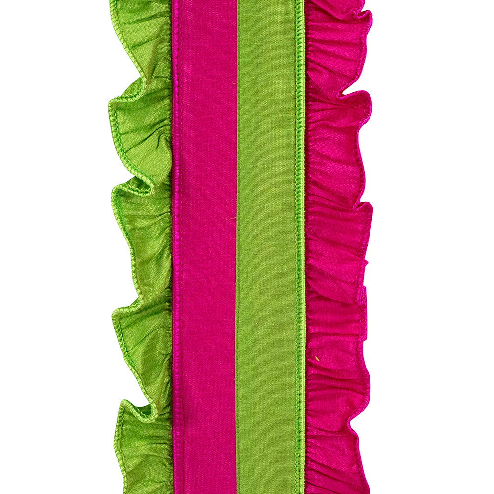 Shop For 4in Ruffle Festivity Dupioni Ribbon: Citrus/Fuchsia (5 Yards)