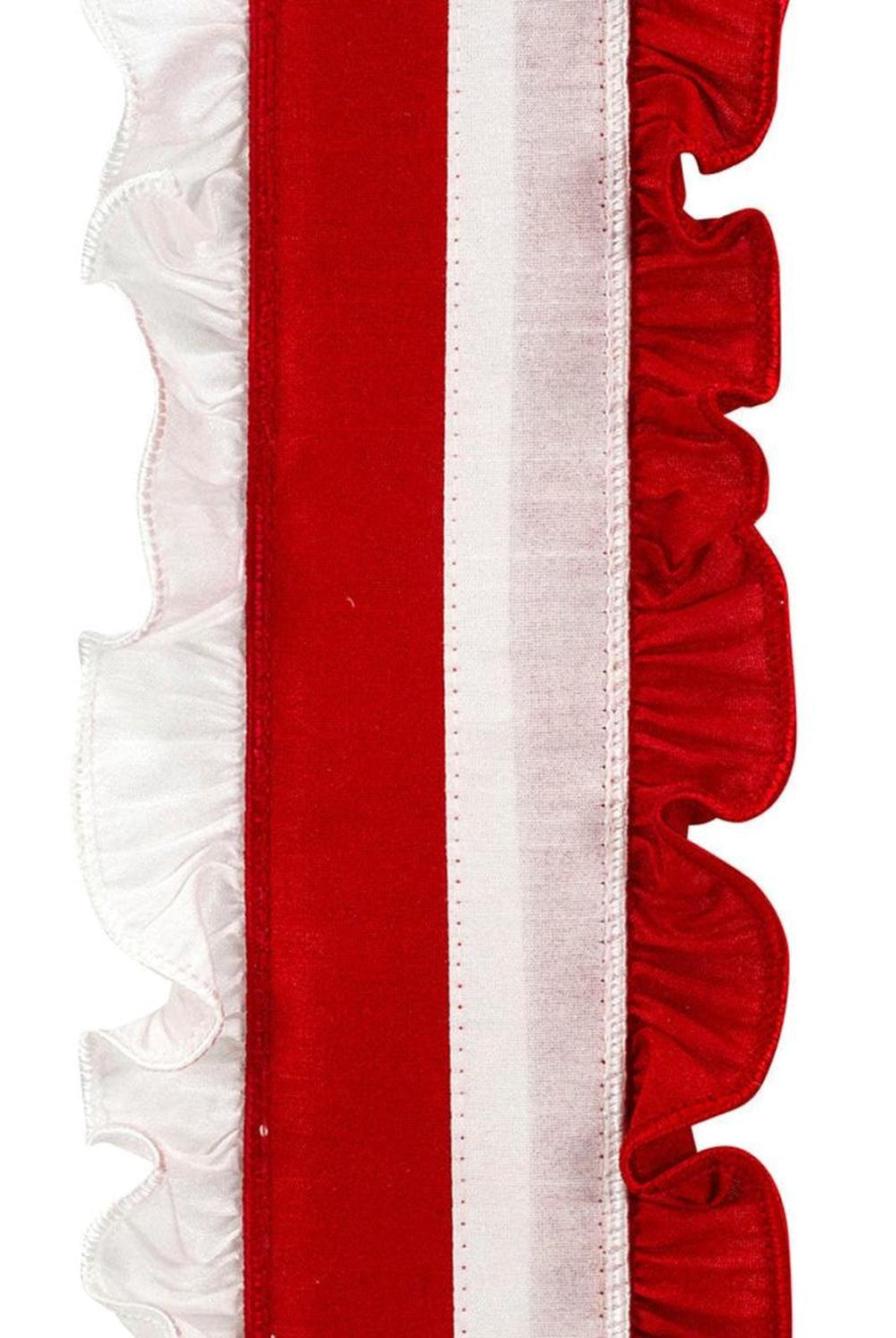 Shop For 4in Ruffle Festivity Dupioni Ribbon: Red/White (5 Yards)