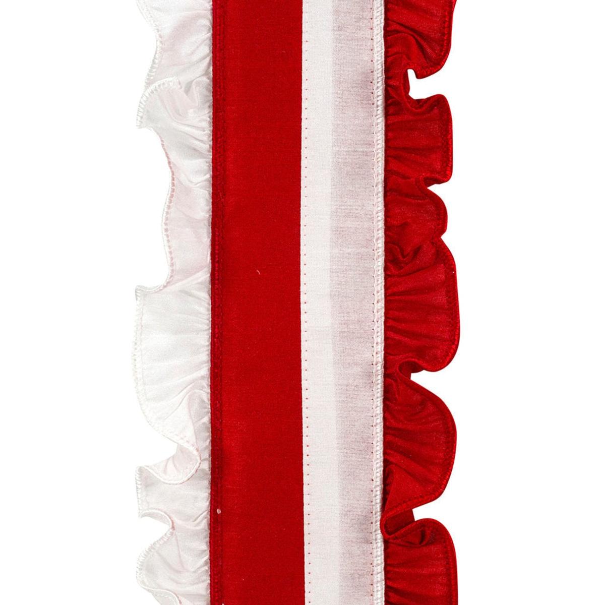Shop For 4in Ruffle Festivity Dupioni Ribbon: Red/White (5 Yards)