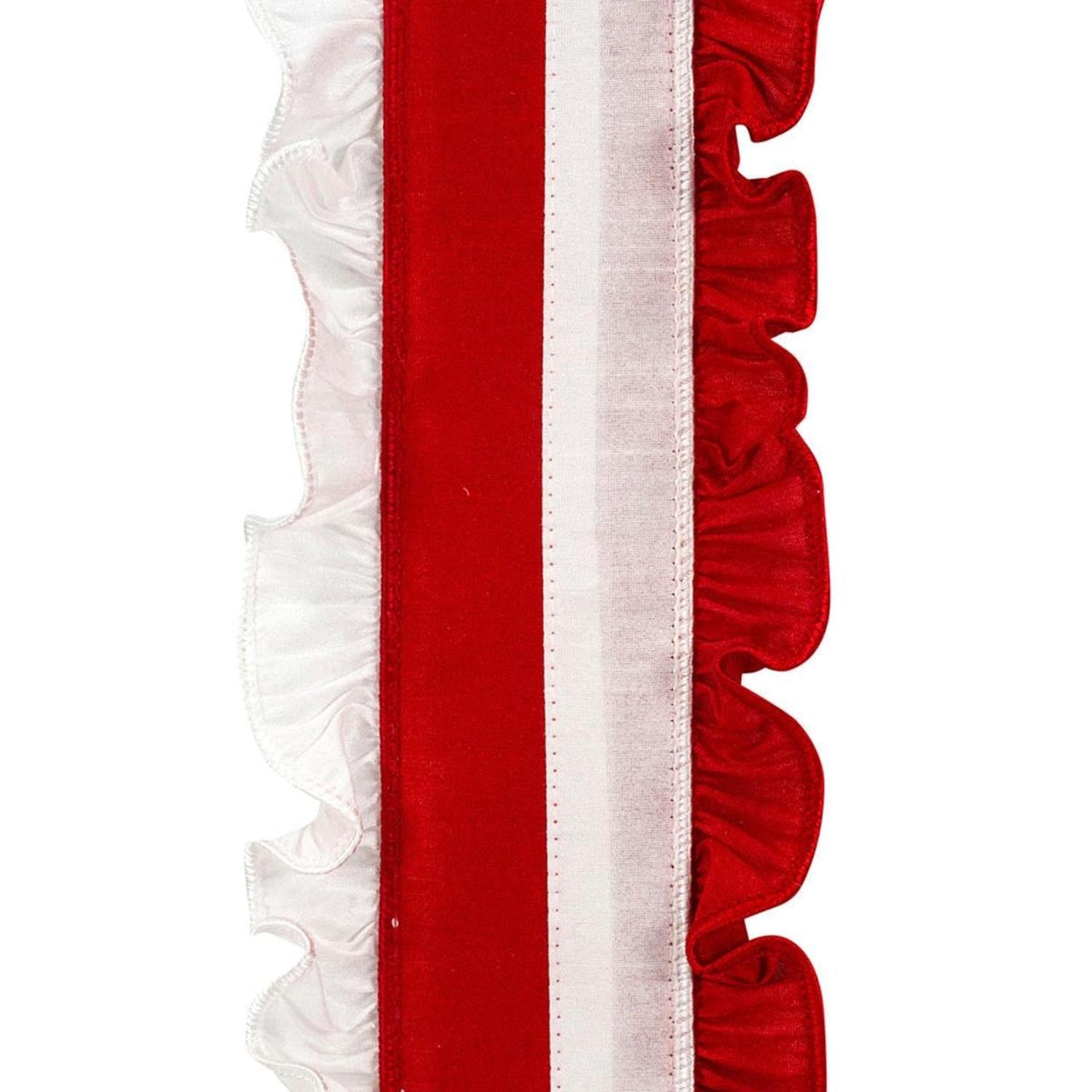 Shop For 4in Ruffle Festivity Dupioni Ribbon: Red/White (5 Yards)