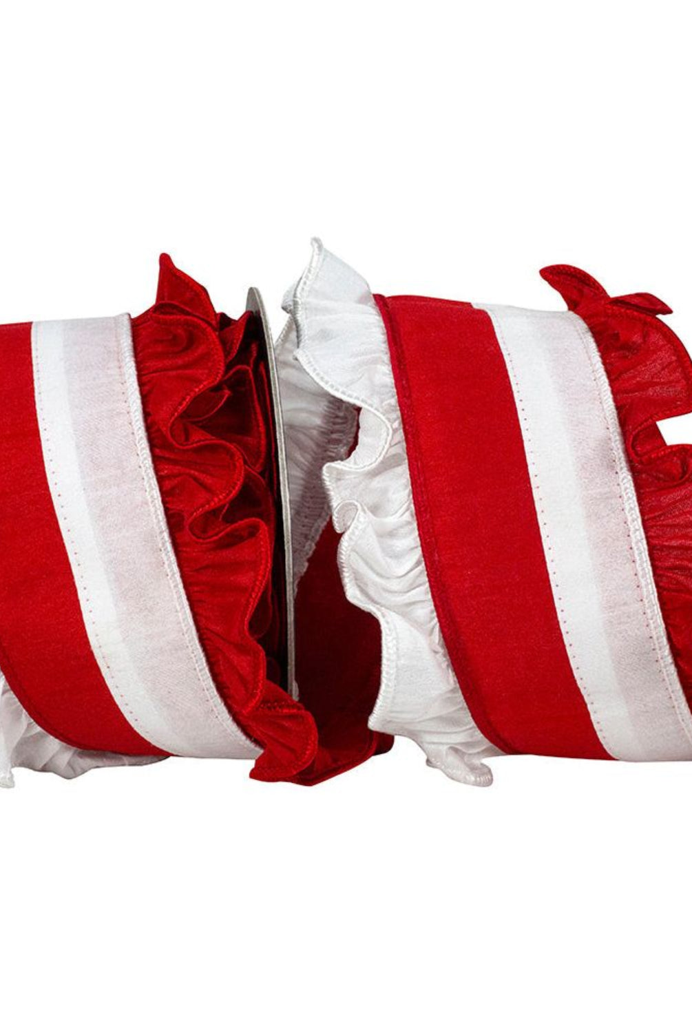 Shop For 4in Ruffle Festivity Dupioni Ribbon: Red/White (5 Yards)