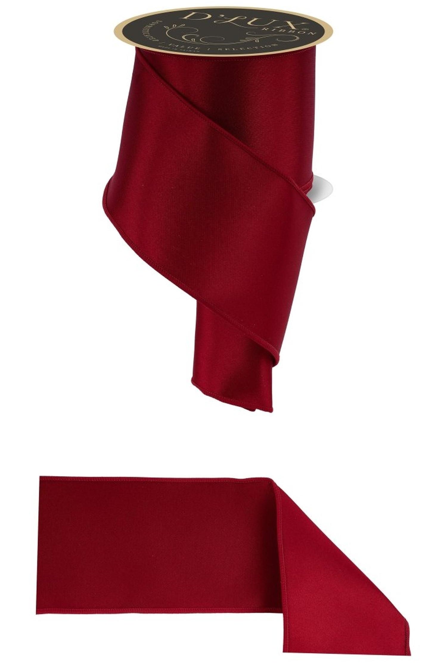 4in Satin Fused Ribbon: Dark Red (10 Yards)