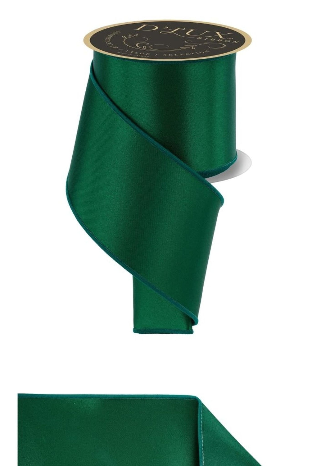 4in Satin Fused Ribbon: Emerald Green (10 Yards)