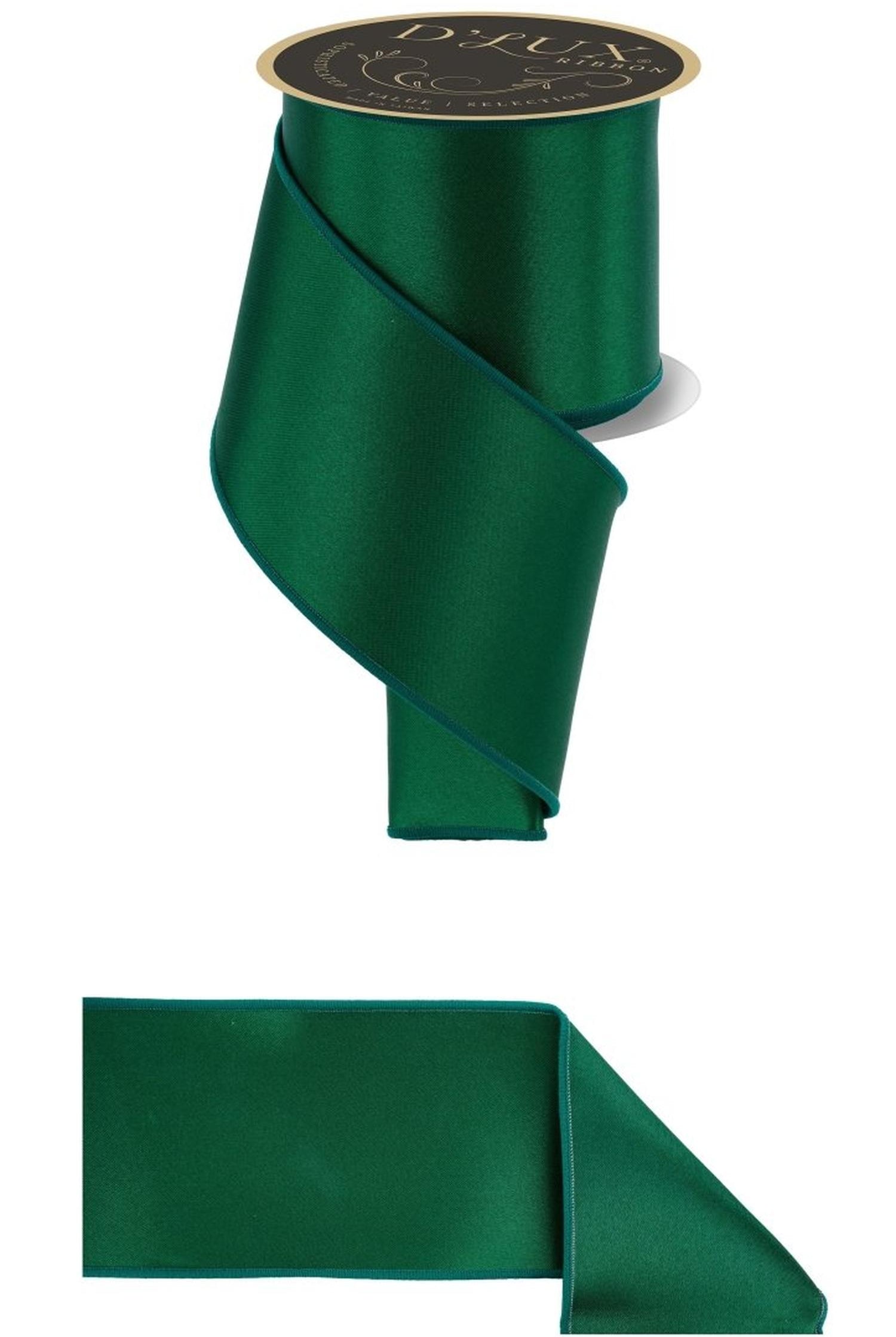 4in Satin Fused Ribbon: Emerald Green (10 Yards)