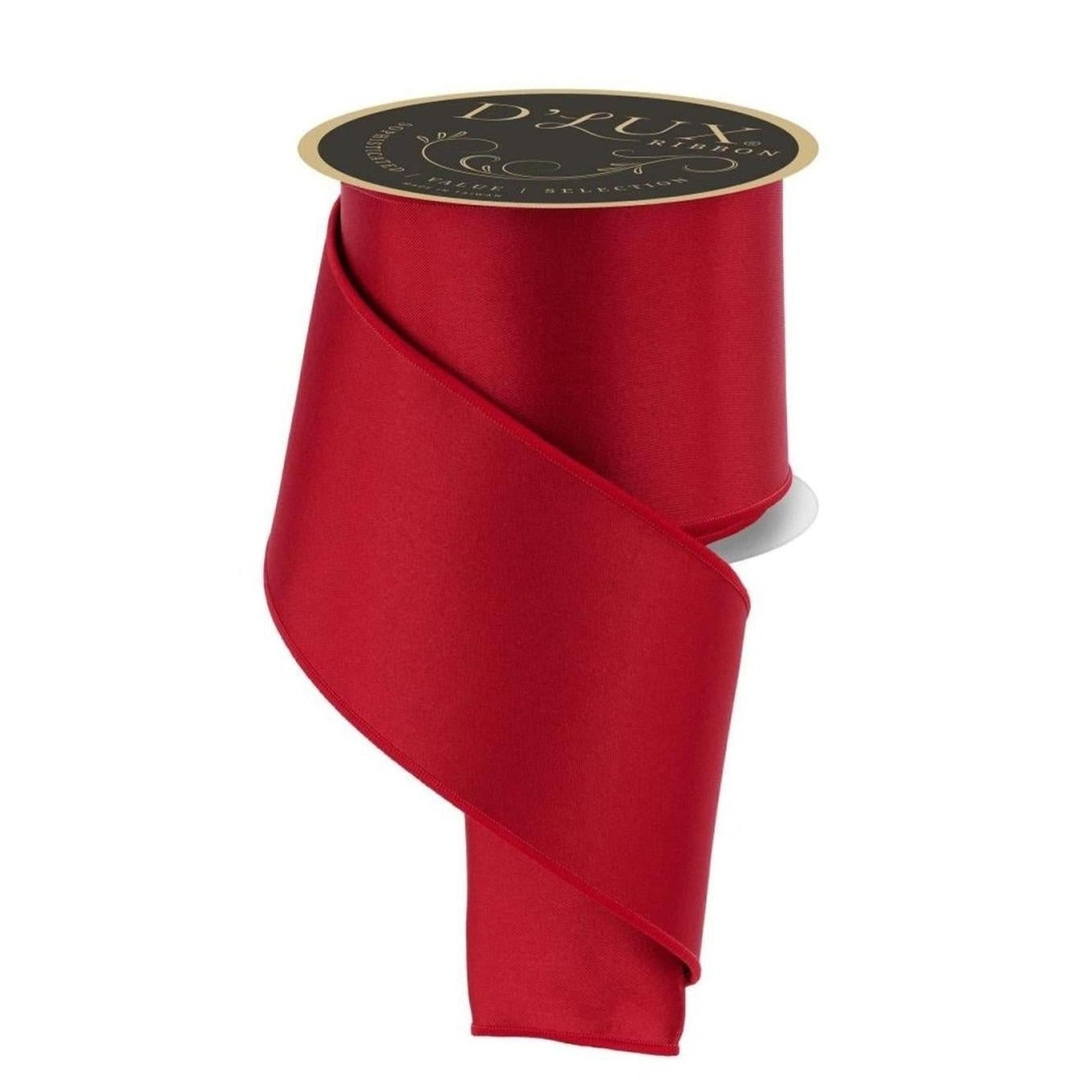 4in Satin Fused Ribbon: Red/Emerald Green (10 Yards)