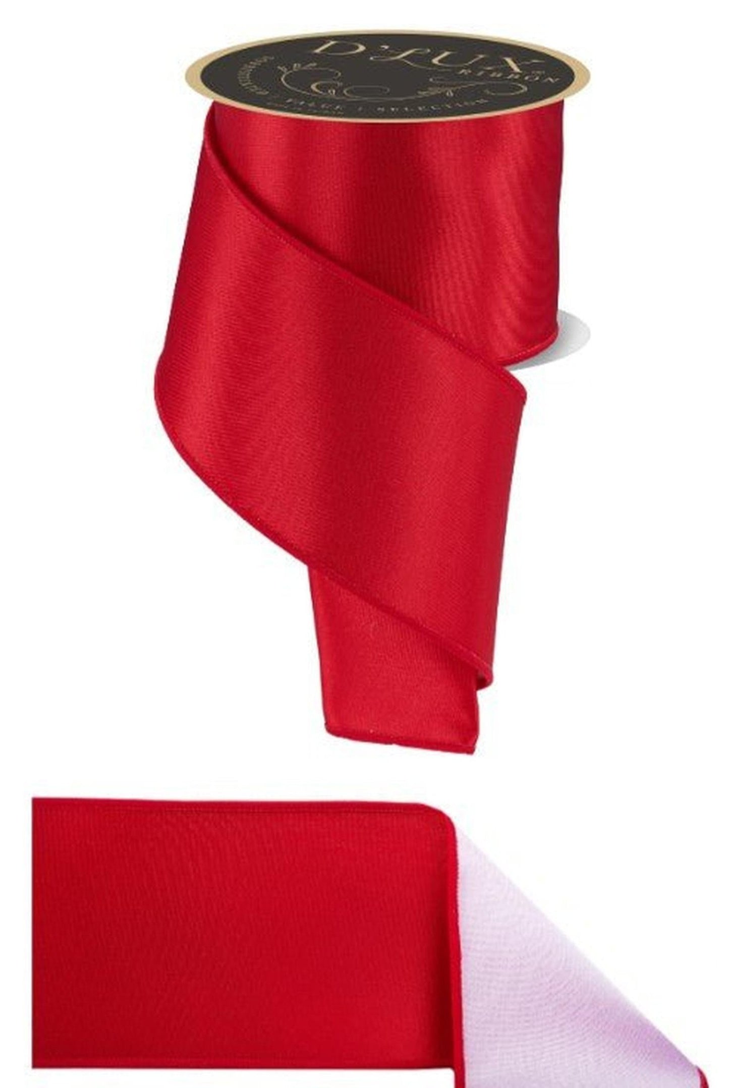 4in Satin Fused Ribbon: Red/White (10 Yards)