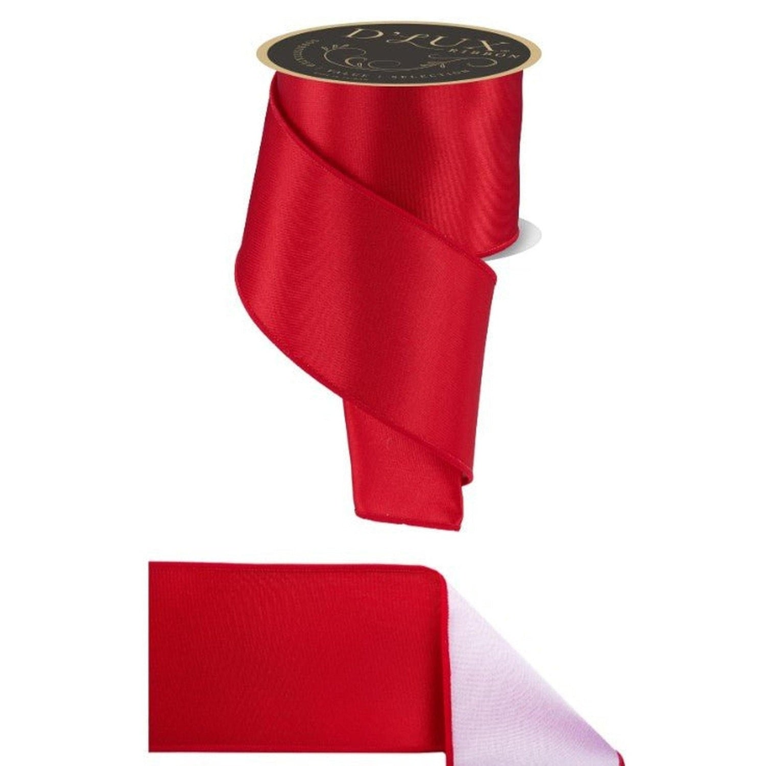 4in Satin Fused Ribbon: Red/White (10 Yards)