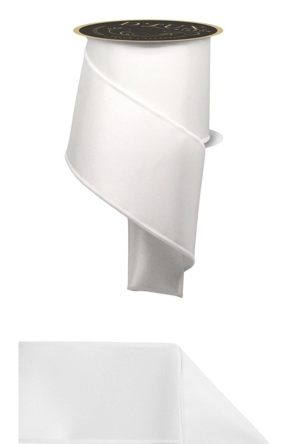 4in Satin Fused Ribbon: White (10 Yards)