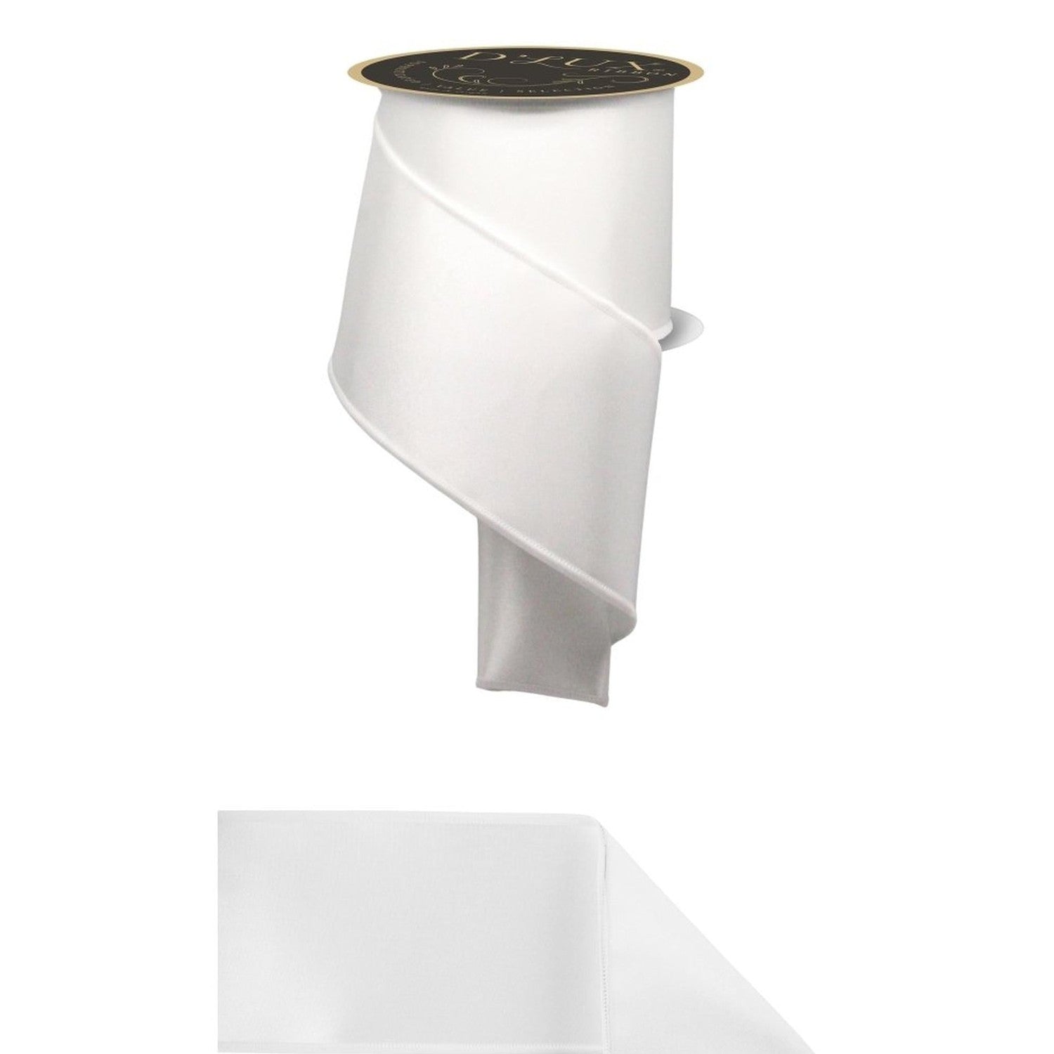 4in Satin Fused Ribbon: White (10 Yards)