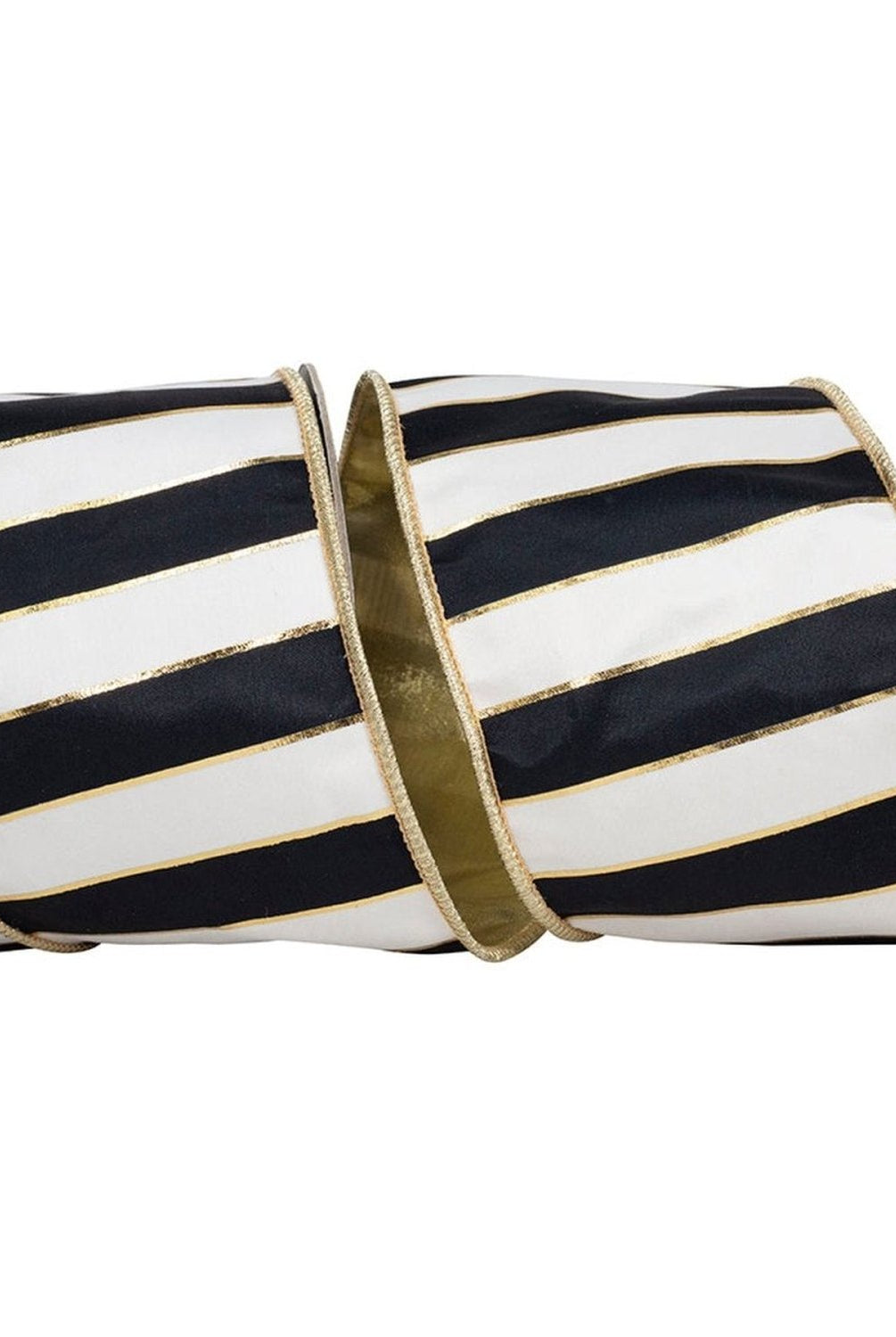 Shop For 4in Striped Metallic Back Ribbon: Black/Gold (10 Yards)