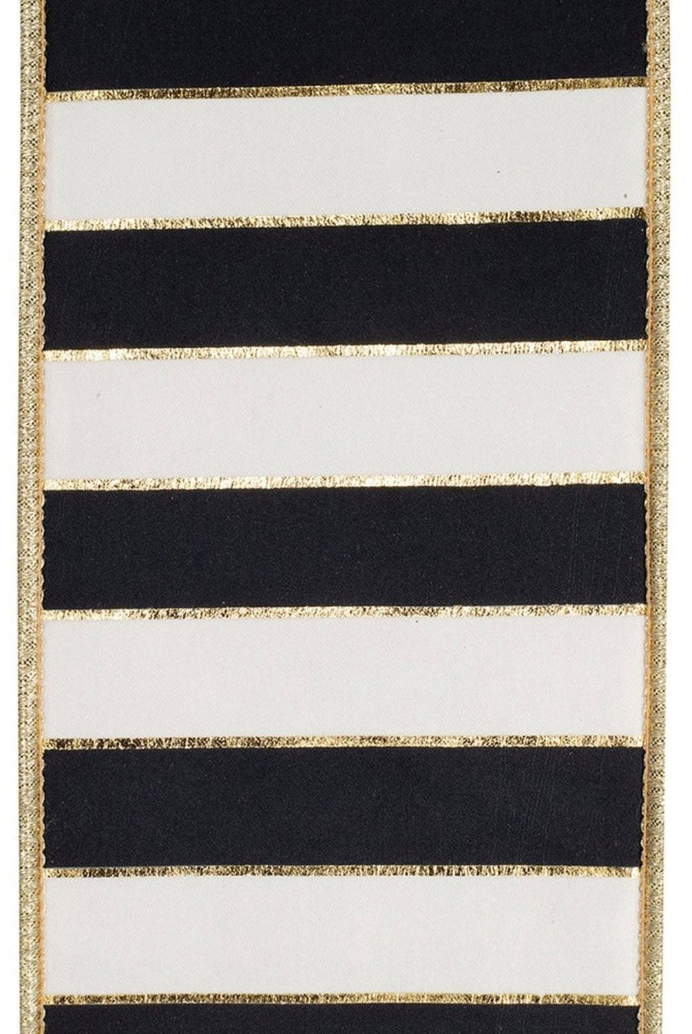 Shop For 4in Striped Metallic Back Ribbon: Black/Gold (10 Yards)