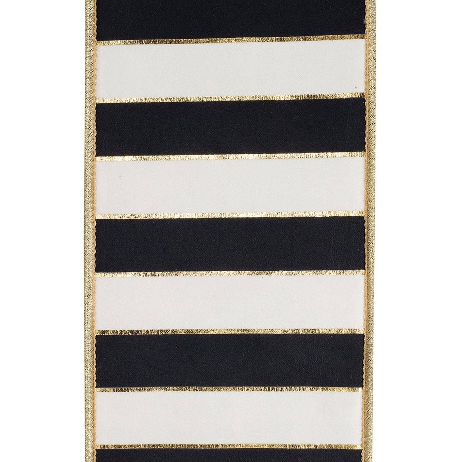 Shop For 4in Striped Metallic Back Ribbon: Black/Gold (10 Yards)